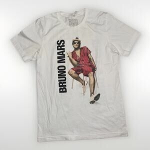 Bruno Mars 24K Magic World Tour T-Shirt White Men’s Medium 18x27 Concert Band T